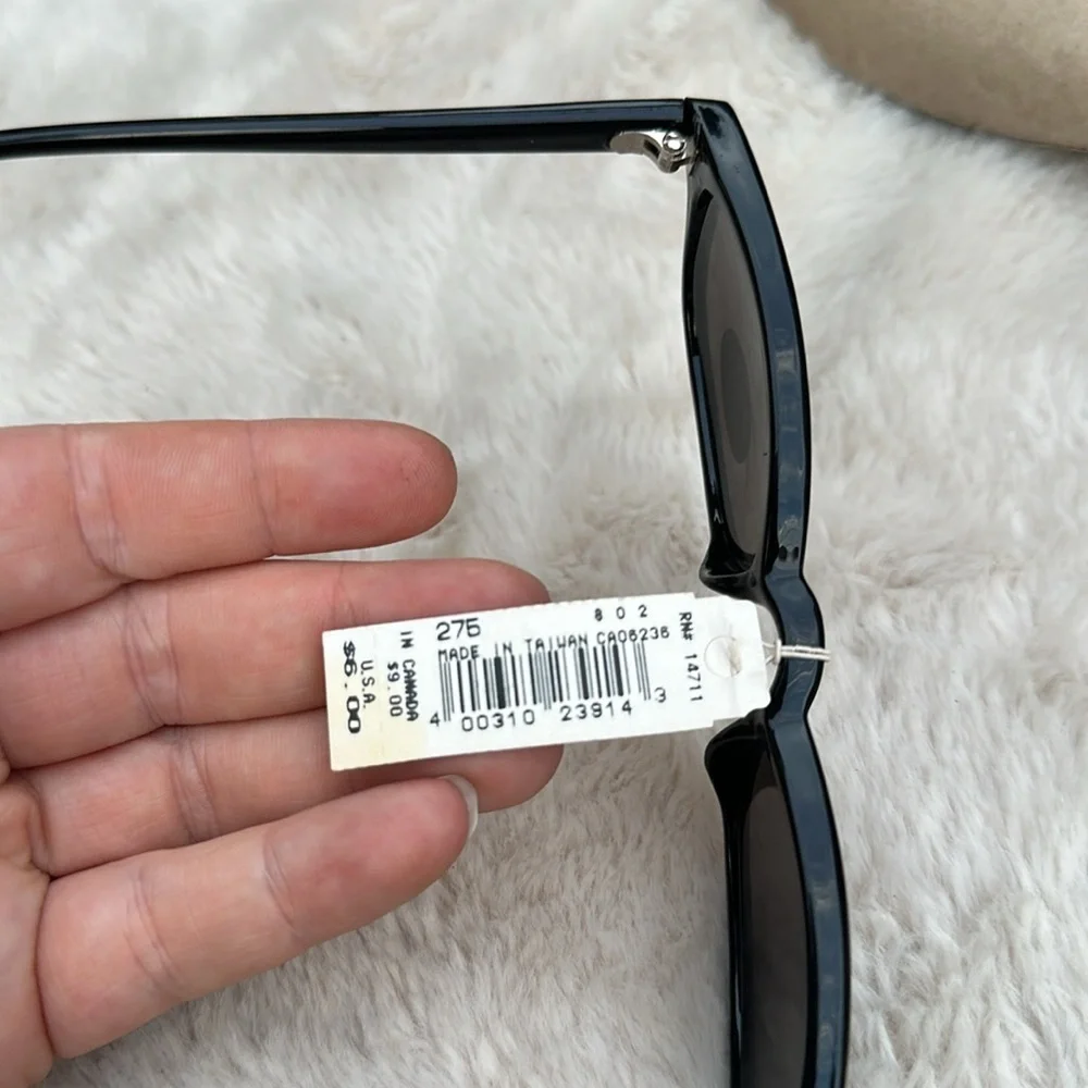 Vintage Dead Stock After Thoughts Black Rectangular Sunglasses
